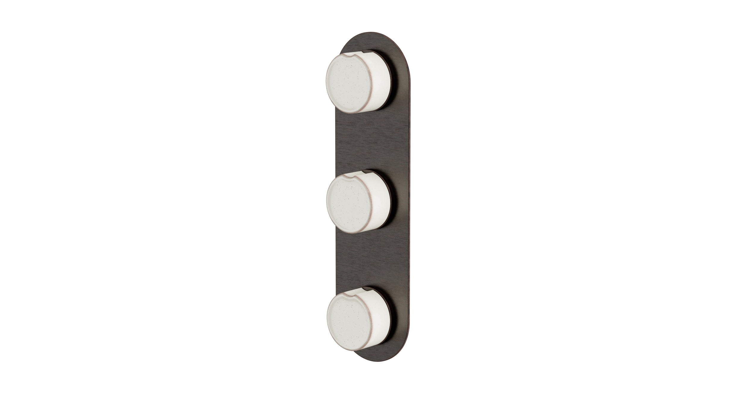 Foundry Three Handle Wall Mount Shower Trim with Groove Ceramic Knob Handles in Antique Bronze