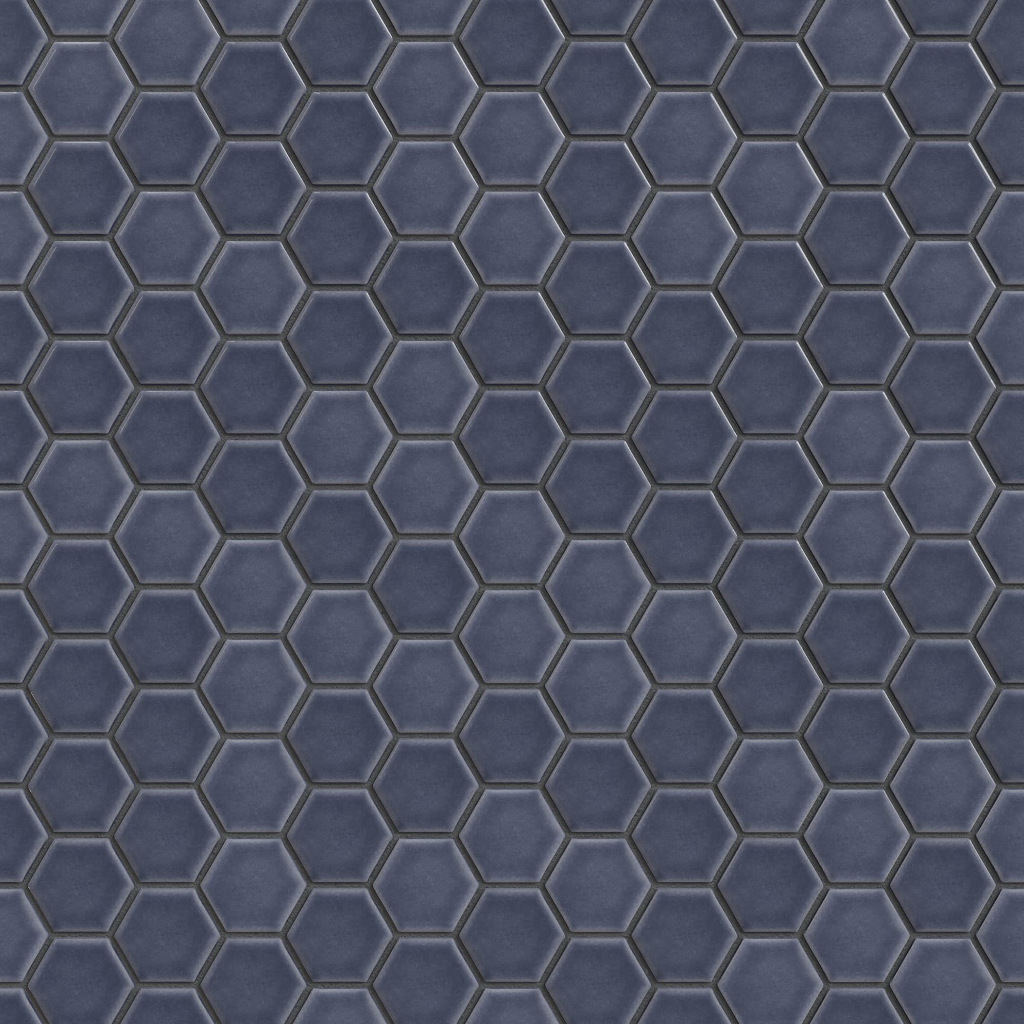 1" Hexagon Sheeted Original Ceramic Mosaic Tile in Slate Blue Gloss