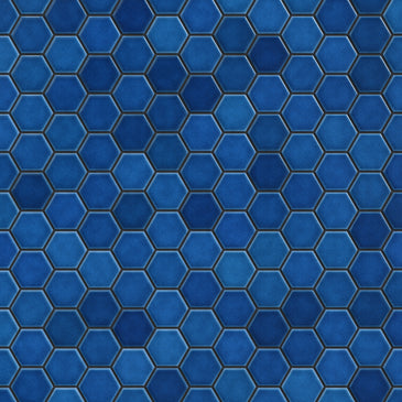 1" Hexagon Sheeted Original Ceramic Mosaic Tile in Lake Tahoe Gloss