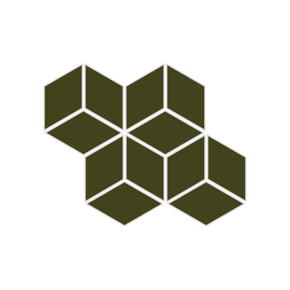 Small Diamond Sheeted - Escher Original Ceramic Mosaic Tile in Lone Pine Matte