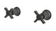 Emerson Two Handle Wall Mount Bath Trim with Defined Cross Handles in Blackened Nickel