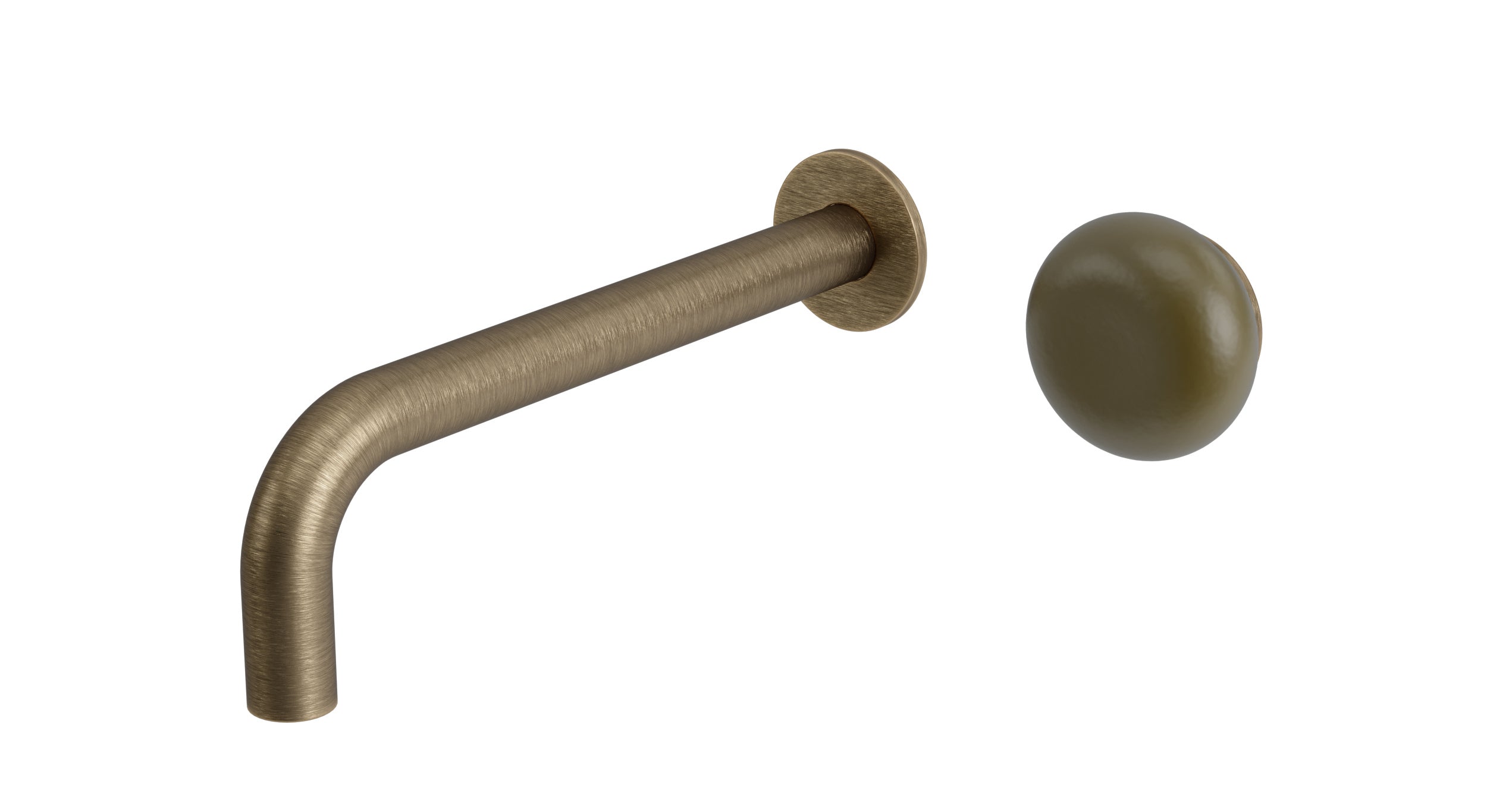 Foundry One Handle Wall Mount 7.5" Lavatory Faucet with Pebble Ceramic Knob Handle in Antique Brass
