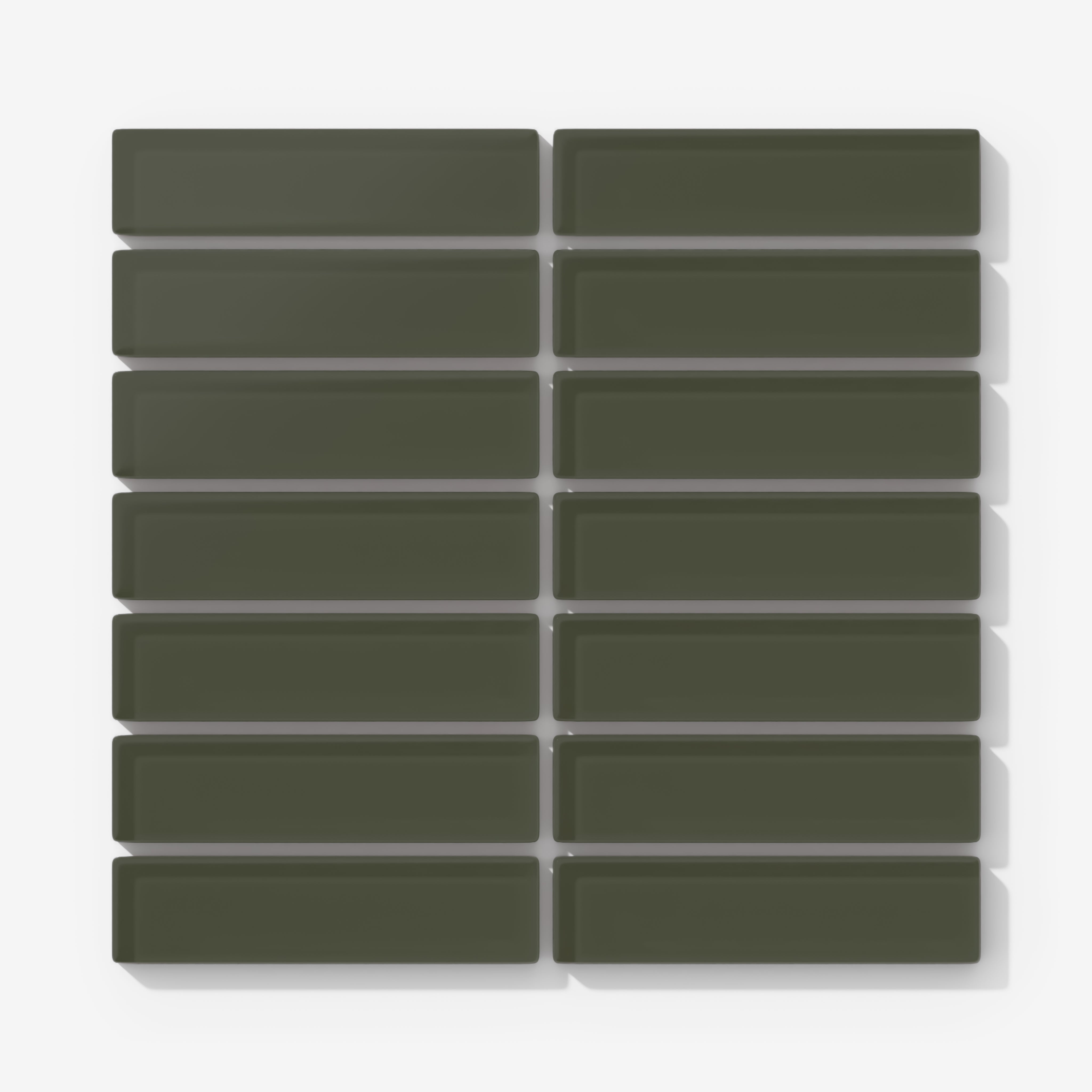 1x4 Straight Set Sheeted Glass Mosaic Tile in Roadrunner Matte