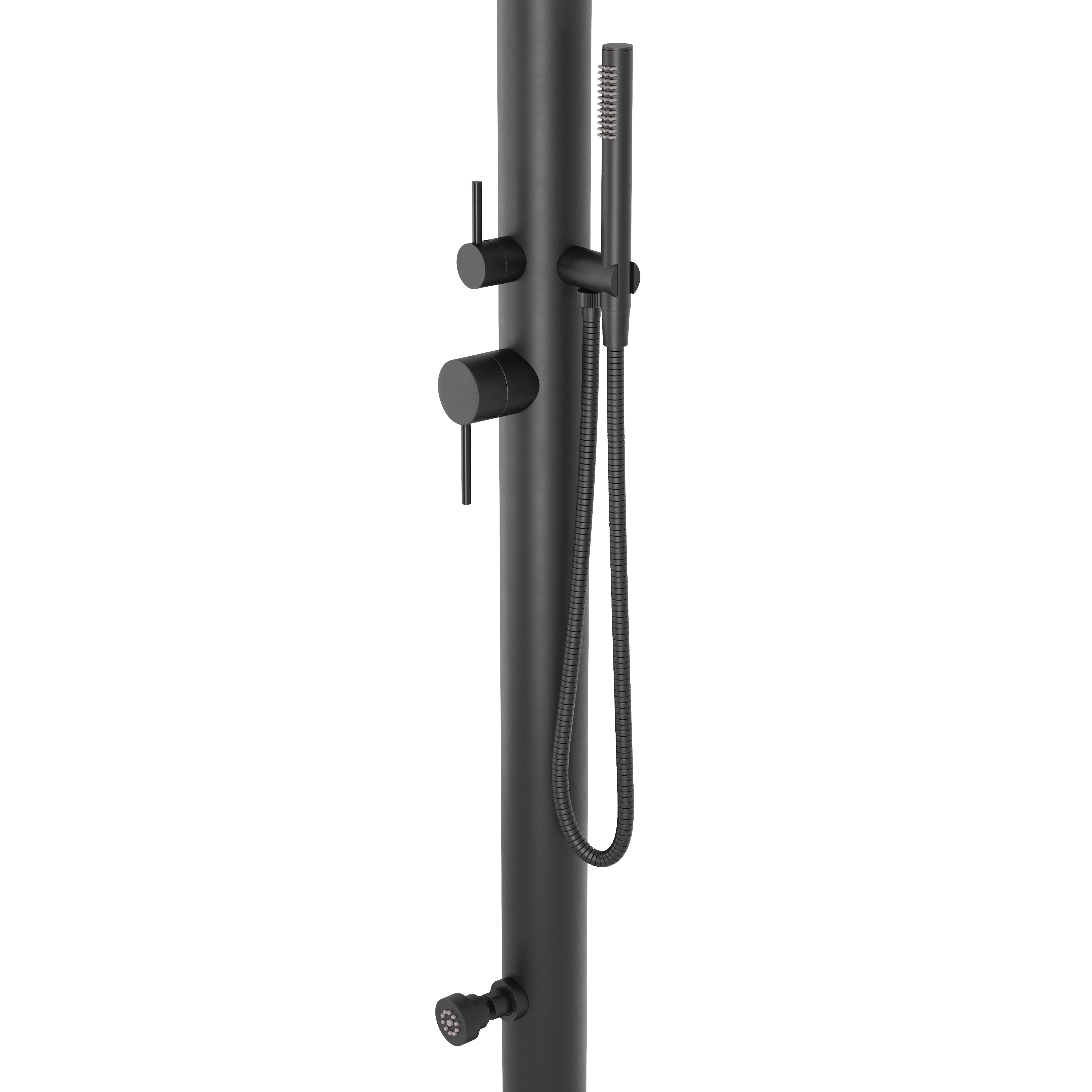 Contour Outdoor Shower Pressure Balance with 12" Rain Head, Hand Shower, and Foot Wash in Oil Rubbed Bronze