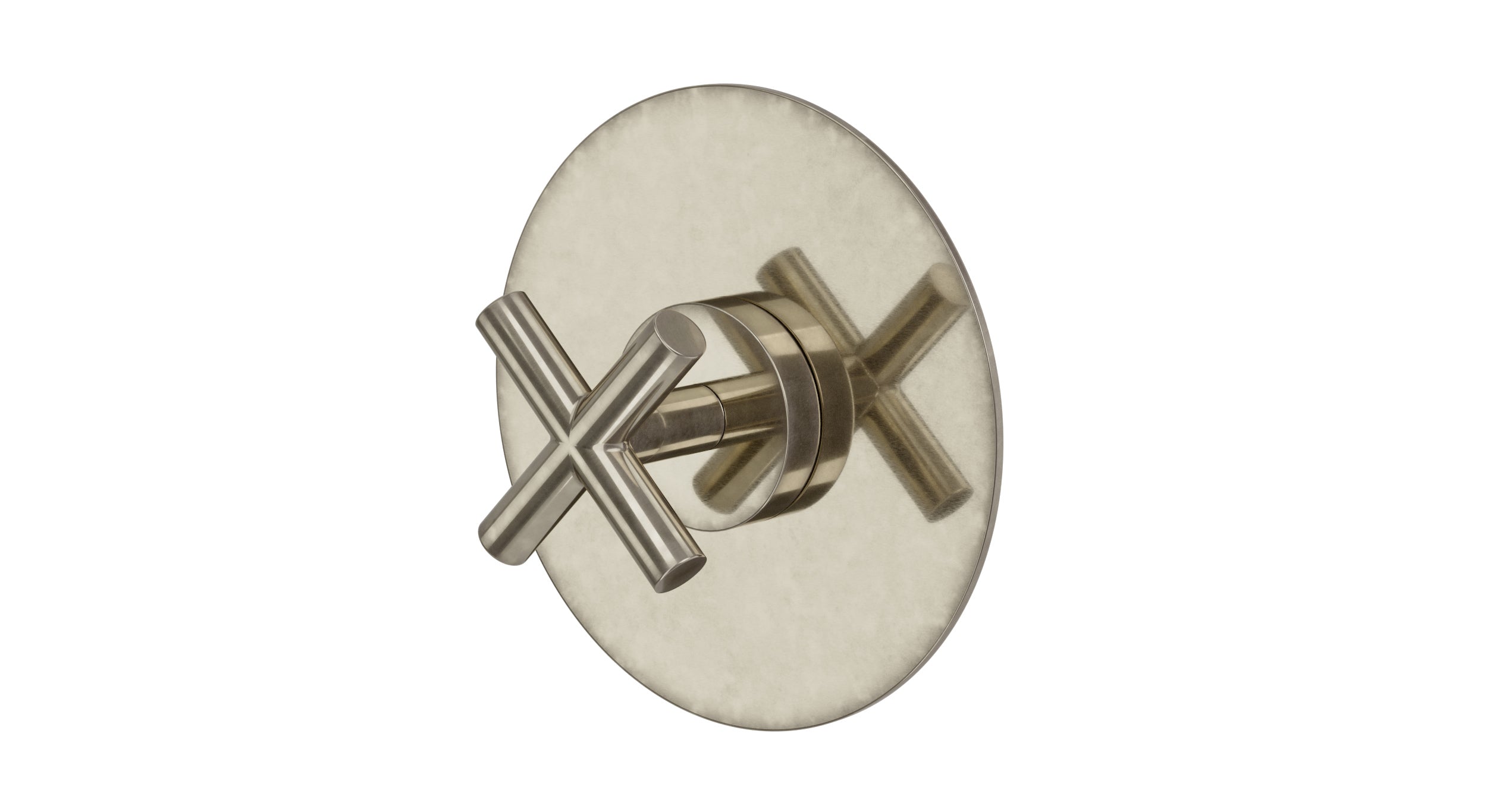 Contour One Handle Wall Mount Shower Trim with Soft Cross Handle in French Nickel