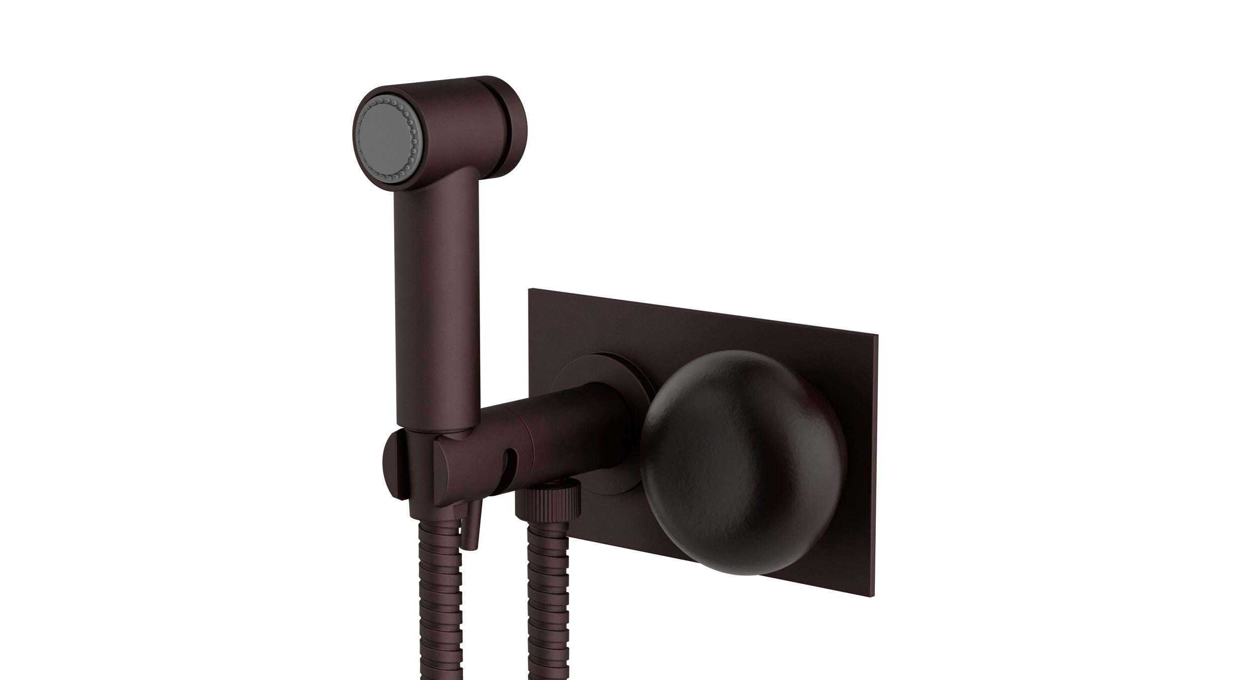 Foundry One Handle Wall Mount Bidet Trim with Pebble Ceramic Knob Handle in Architectural Copper