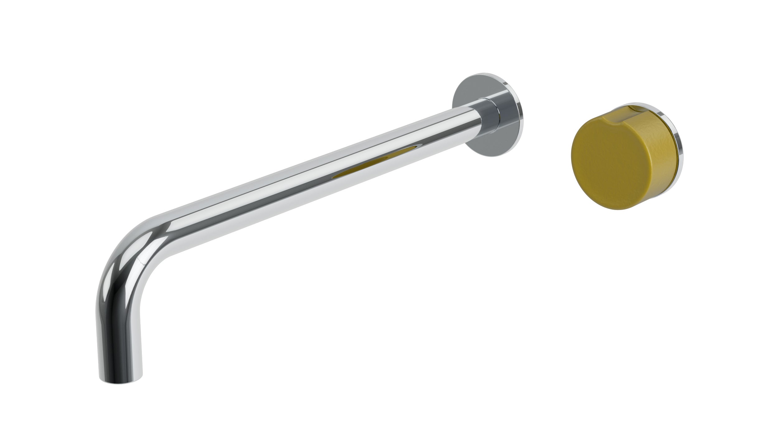 Foundry One Handle Wall Mount 12" Lavatory Faucet with Groove Ceramic Knob Handle in Polished Chrome