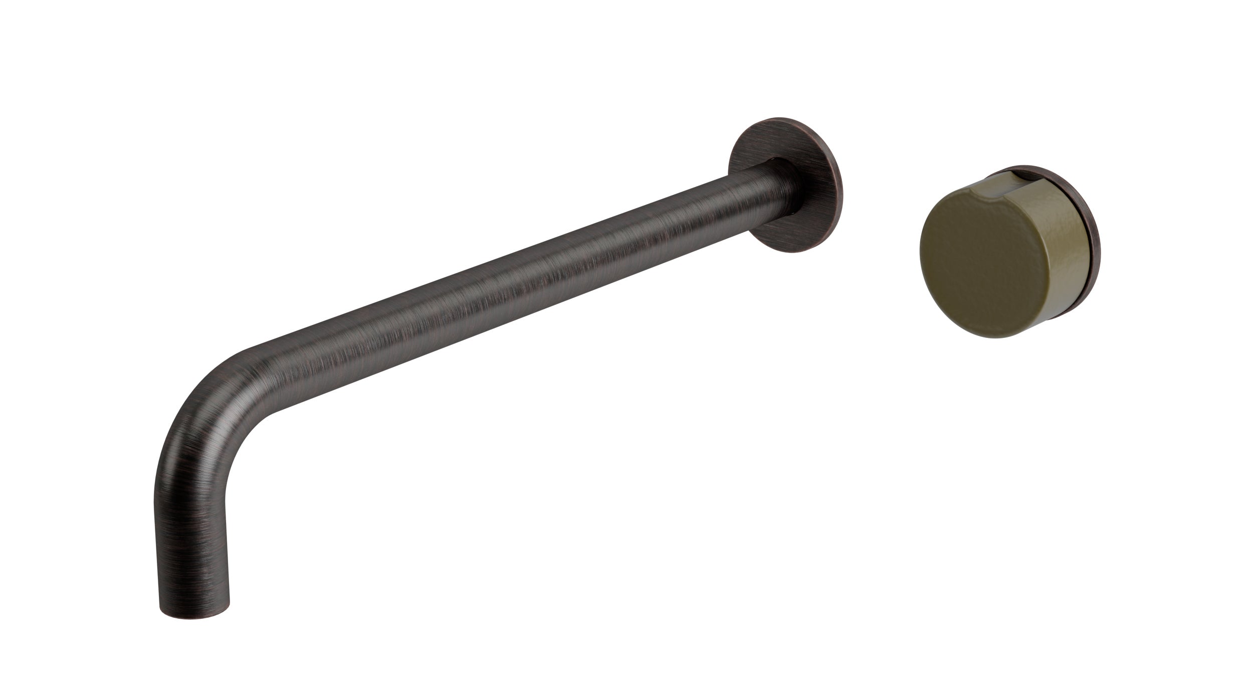 Foundry One Handle Wall Mount 12" Lavatory Faucet with Pebble Ceramic Knob Handle in Antique Bronze