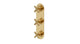 Contour Three Handle Wall Mount Shower Trim with Soft Cross Handles in Satin Brass