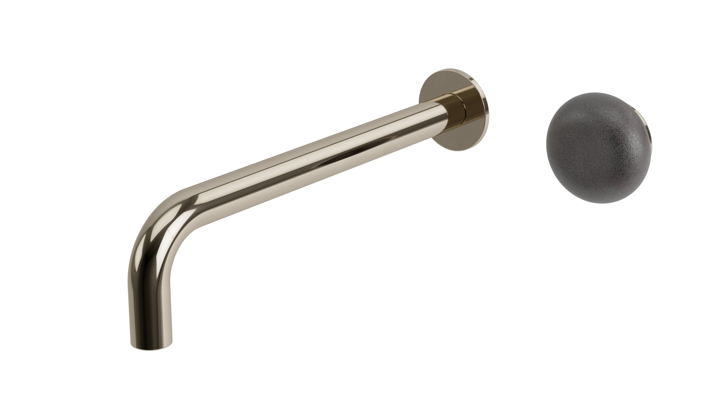 Foundry One Handle Wall Mount 10" Lavatory Faucet with Pebble Ceramic Knob Handle in Polished Nickel