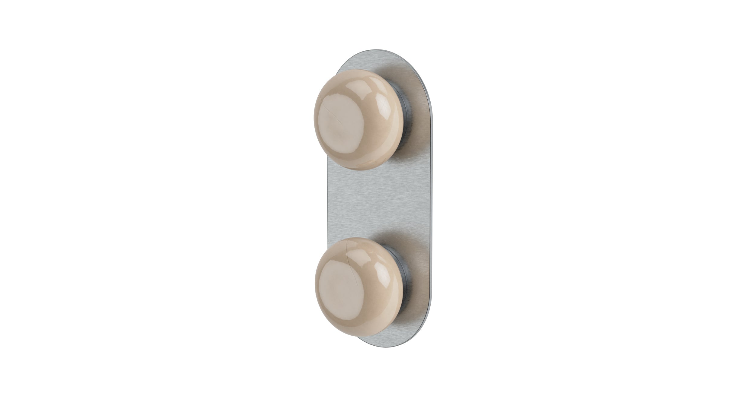 Foundry Two Handle Wall Mount Shower Trim with Pebble Ceramic Knob Handles in Satin Chrome
