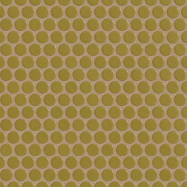 Penny Round Sheeted Original Ceramic Mosaic Tile in Mustard Seed Gloss
