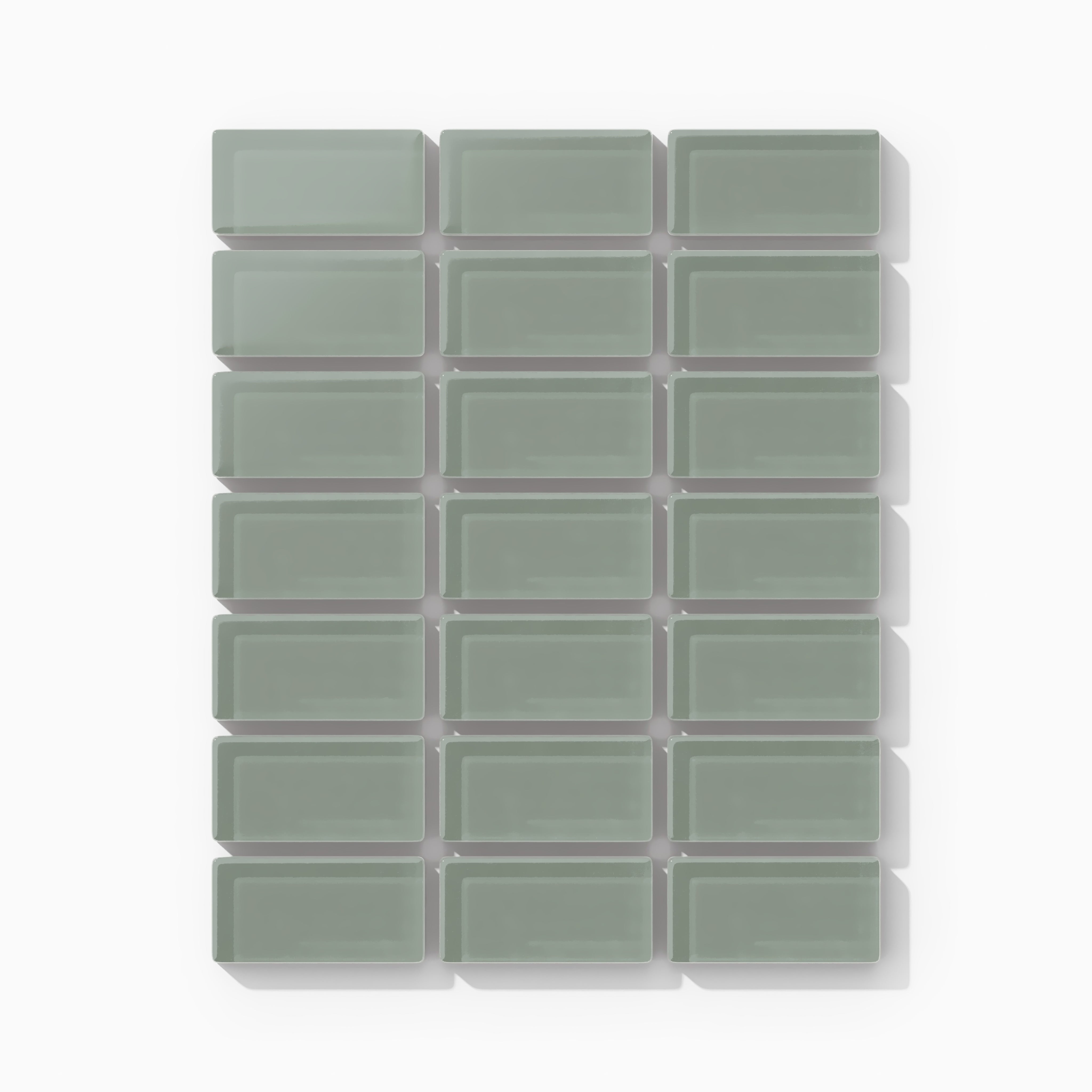 1x2 Straight Set Sheeted Glass Mosaic Tile in Hummingbird Matte