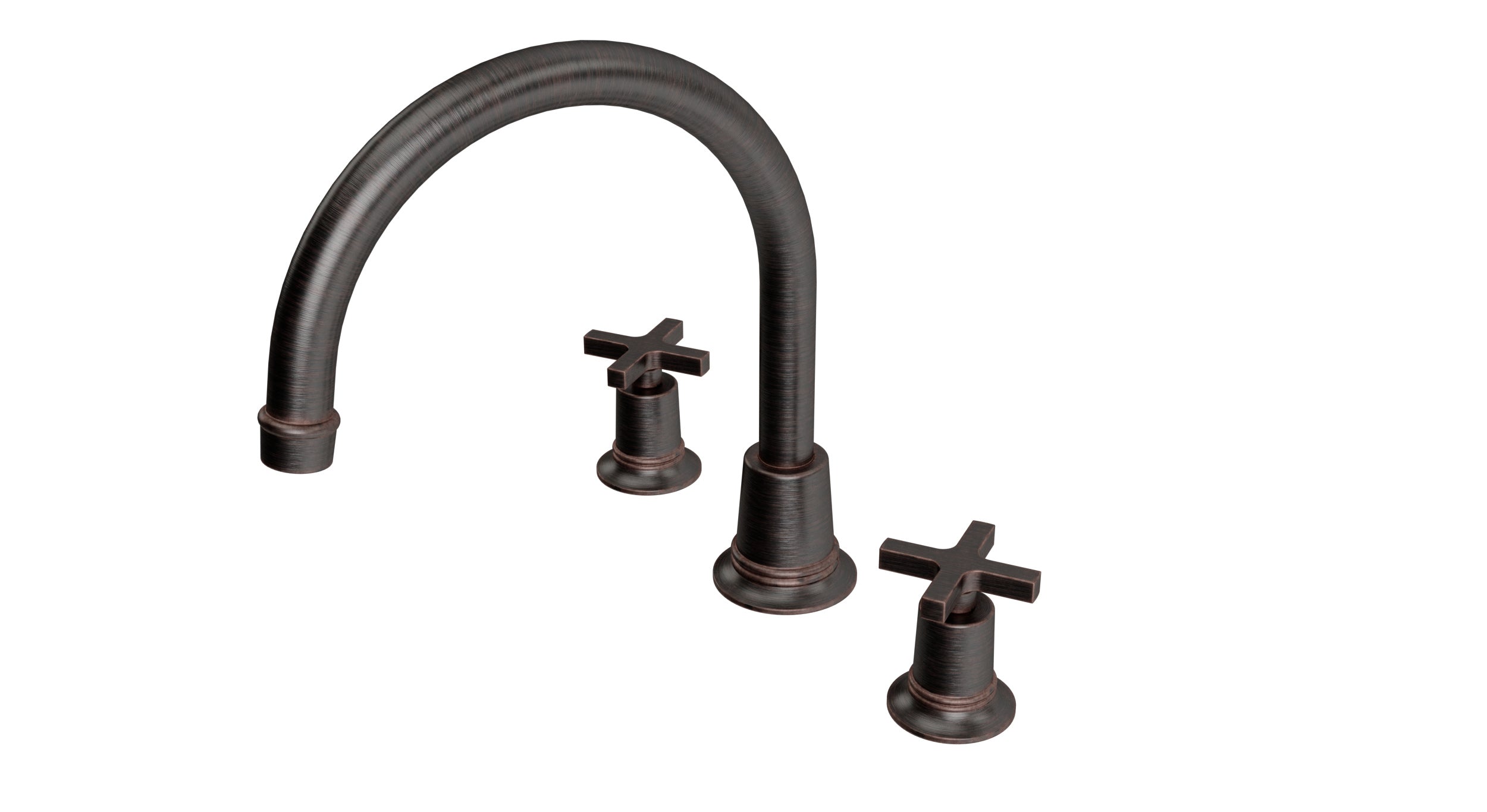 Emerson Two Handle Deck Mount Gooseneck Bath Trim with Classic Cross Handles in Antique Bronze