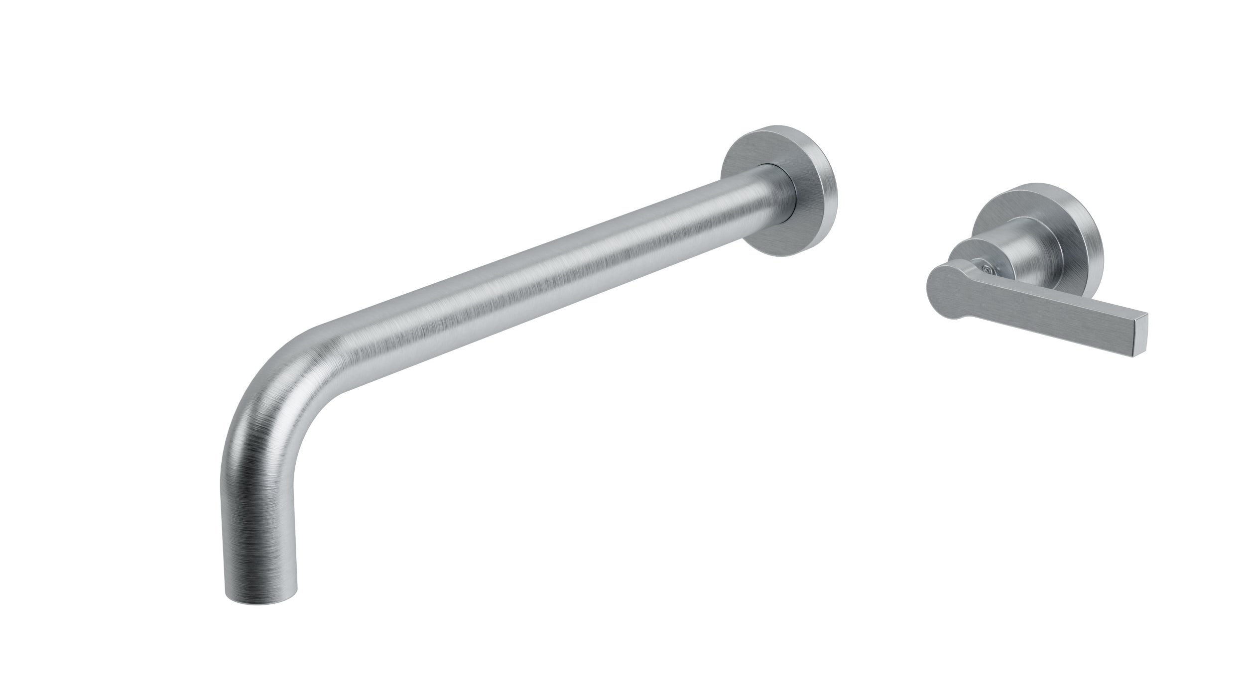 Flatiron One Handle Wall Mount 12" Lavatory Faucet with Linear Lever Handle in Satin Chrome