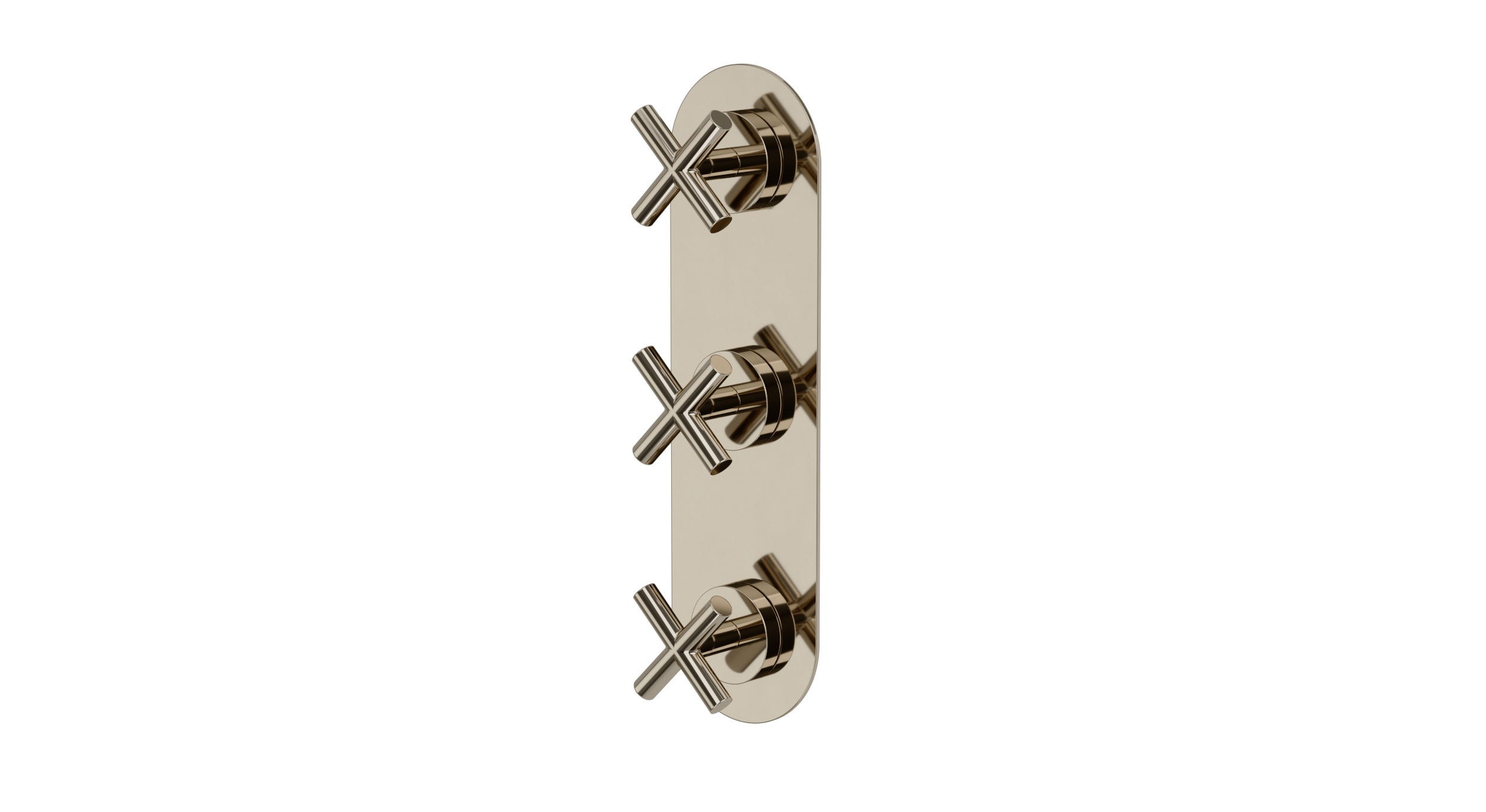 Contour Three Handle Wall Mount Shower Trim with Soft Cross Handles