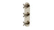 Contour Three Handle Wall Mount Shower Trim with Soft Cross Handles in Polished Nickel
