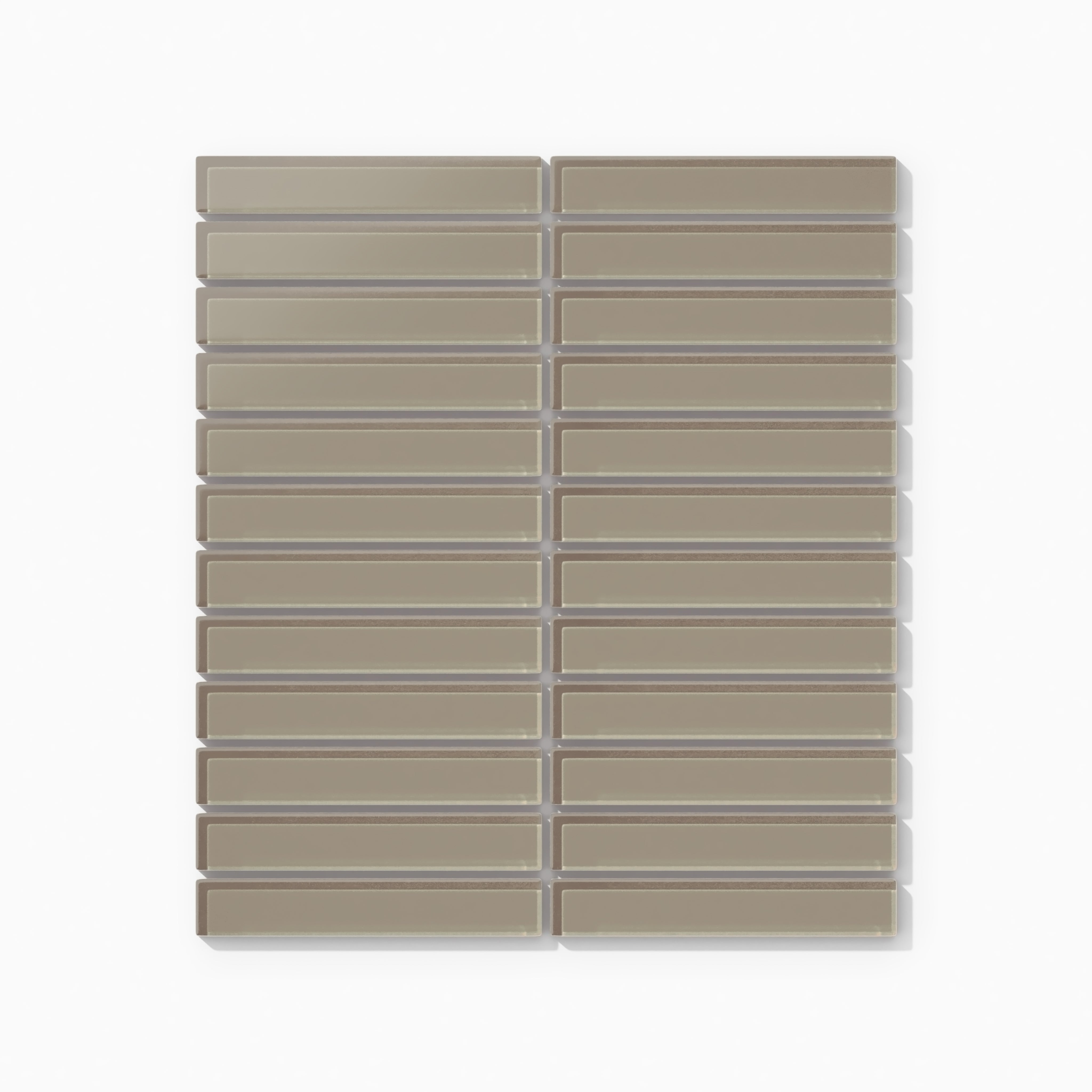 1x6 Straight Set Sheeted Glass Mosaic Tile in Quail Matte