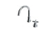 Flatiron One Handle Deck Mount Short Gooseneck Lavatory Faucet with Linear Cross Handle in Polished Chrome