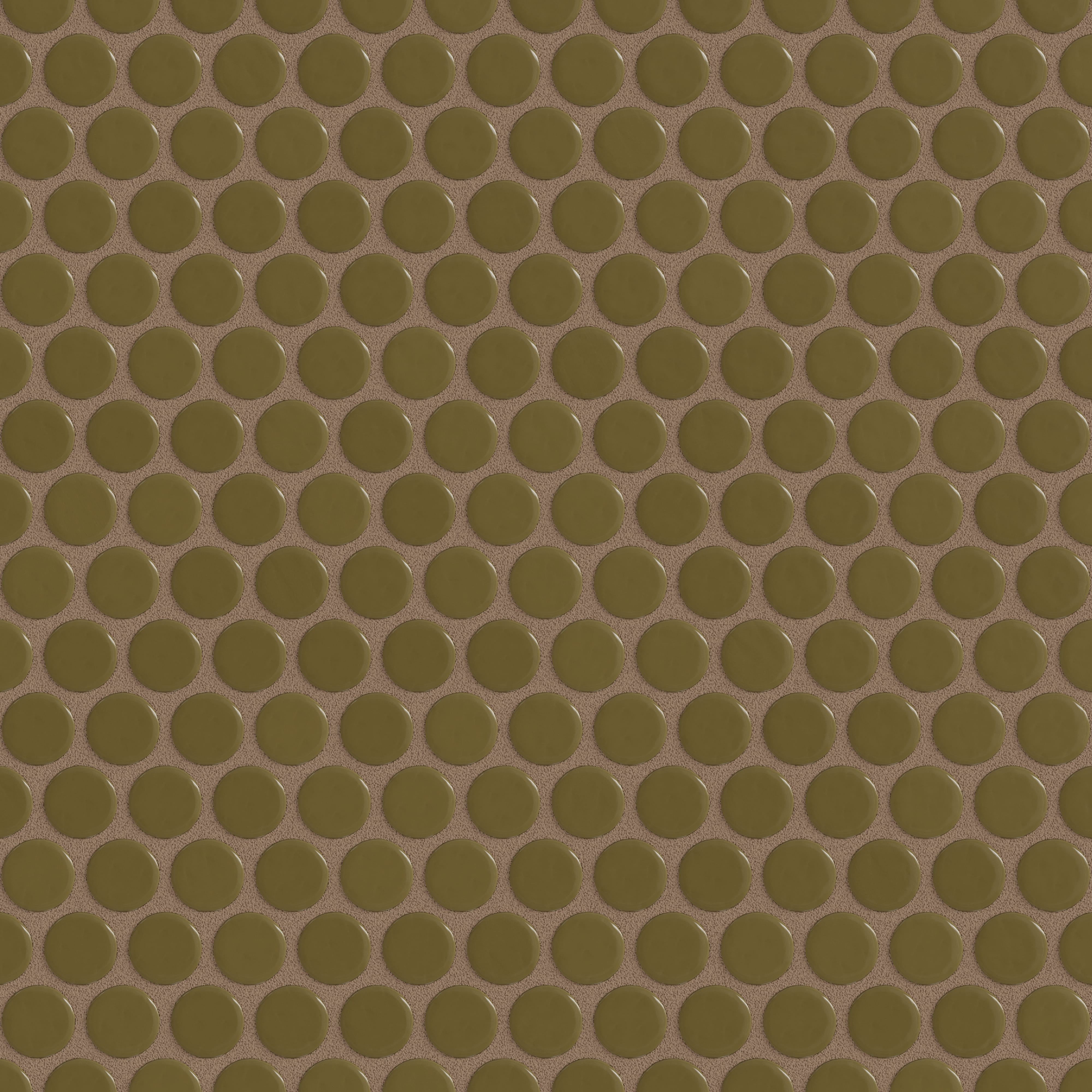 Penny Round Sheeted Original Ceramic Mosaic Tile in Chaparral Gloss