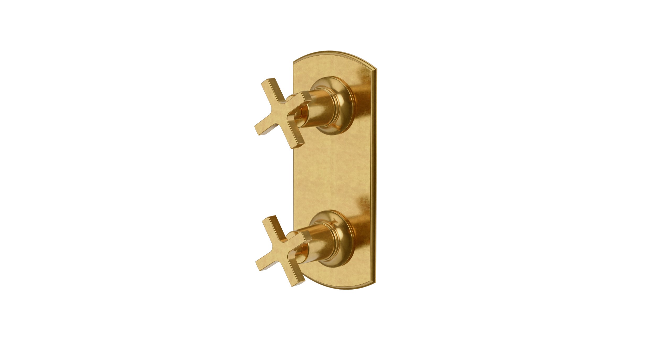 Emerson Two Handle Wall Mount Shower Trim with Classic Cross Handles in French Brass