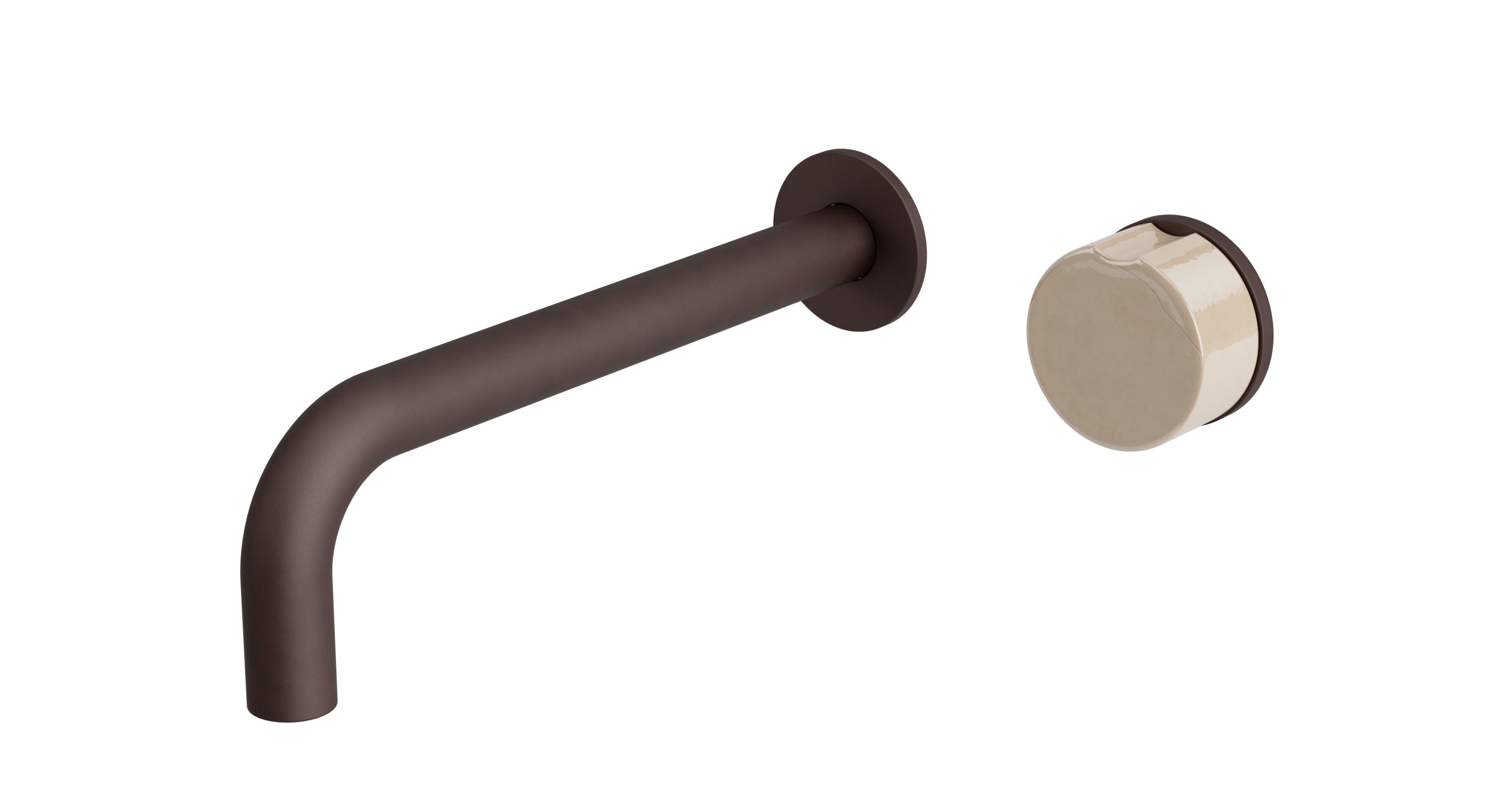 Foundry One Handle Wall Mount 7.5" Lavatory Faucet with Groove Ceramic Knob Handle in Architectural Copper