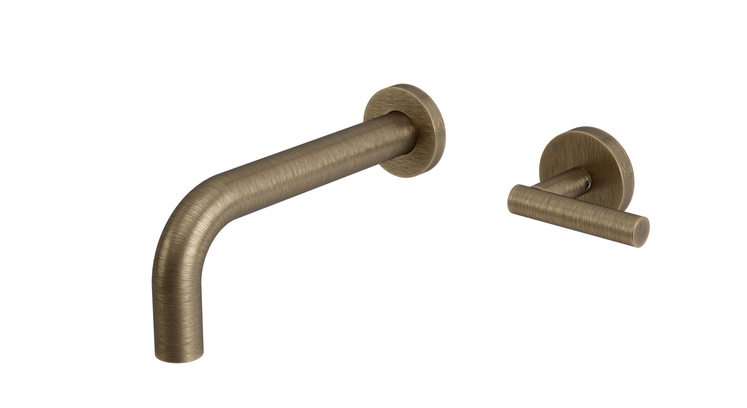 Contour One Handle Wall Mount 7.5" Lavatory Faucet with Soft Lever Handle in Antique Brass