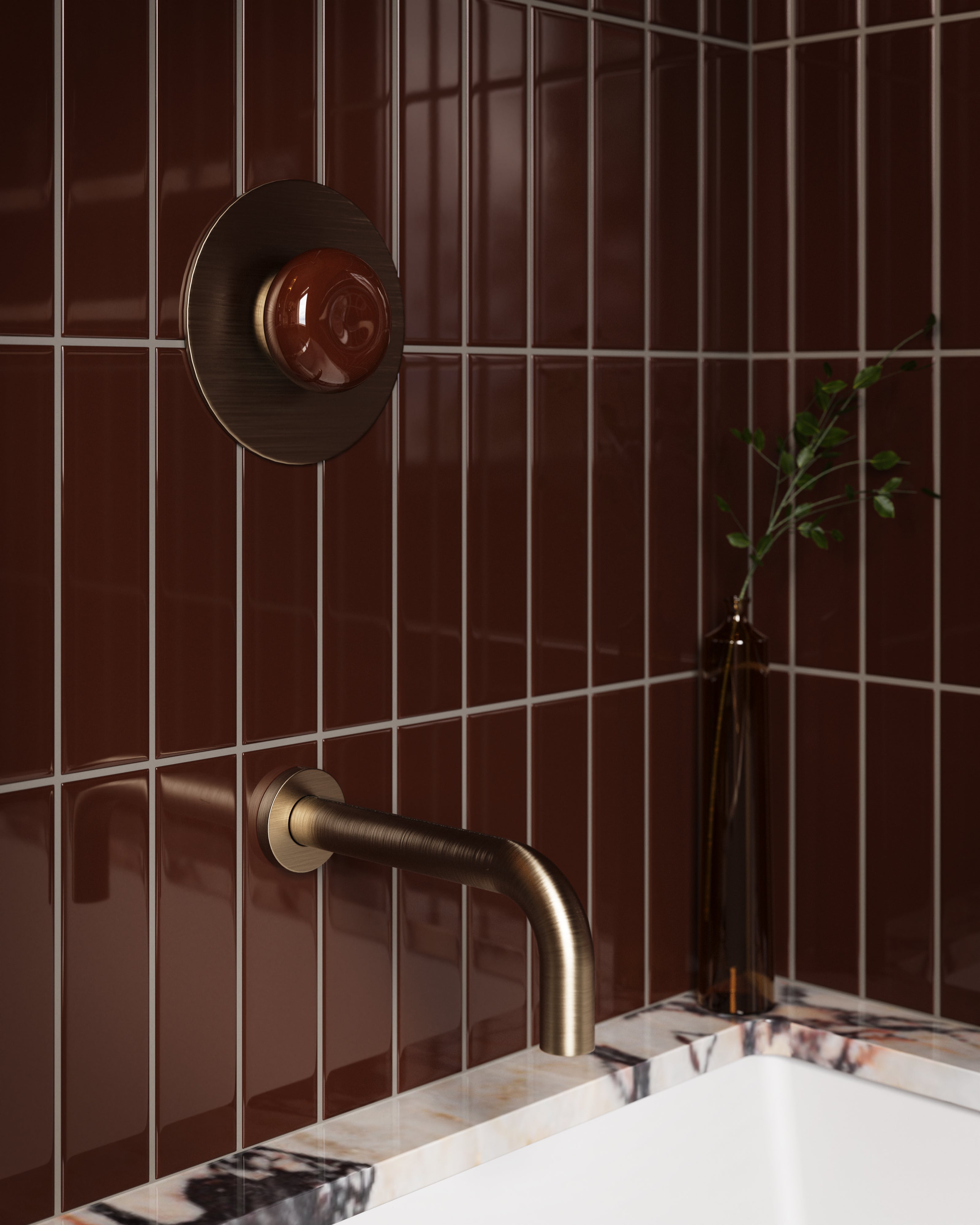 Contour Wall Mount 7.5" Spout in Antique Brass