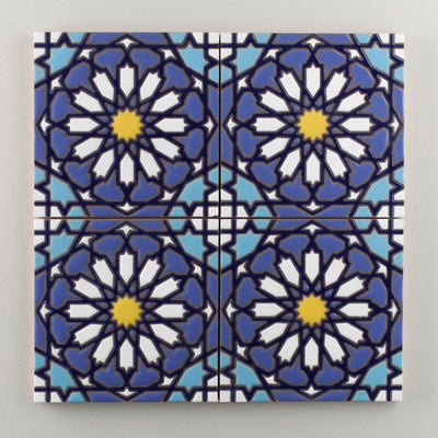 6x6 Handpainted Sample Moorish Knot  in Cool Motif