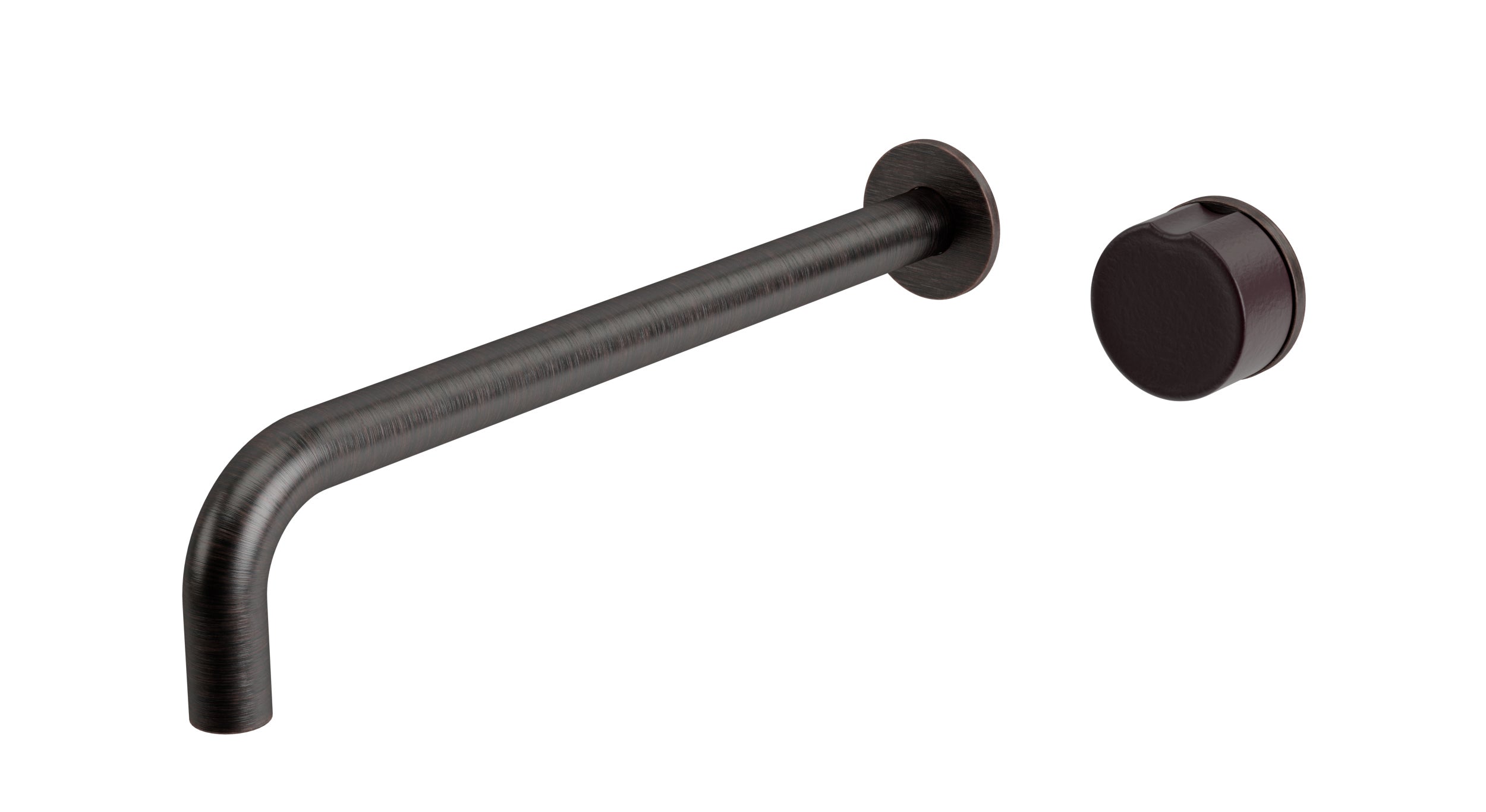 Foundry One Handle Wall Mount 12" Lavatory Faucet with Groove Ceramic Knob Handle in Antique Bronze