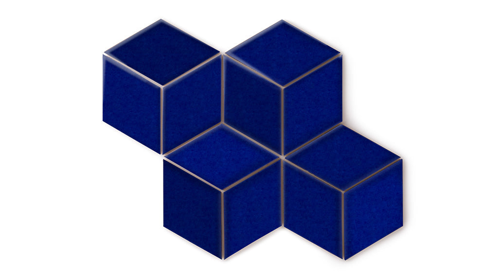 Large Diamond Original Ceramic Tile in Azul Gloss