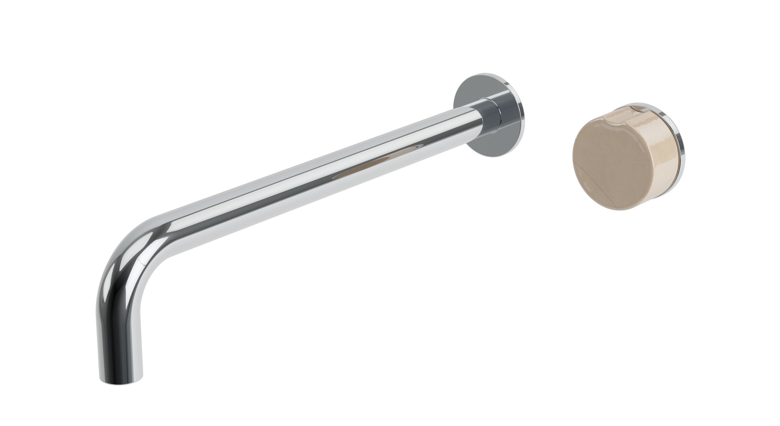 Foundry One Handle Wall Mount 12" Lavatory Faucet with Pebble Ceramic Knob Handle in Polished Chrome
