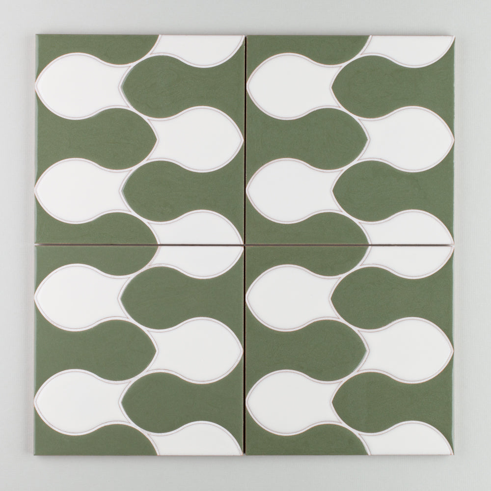 8x8 Handpainted Sample Brook  in Green Motif