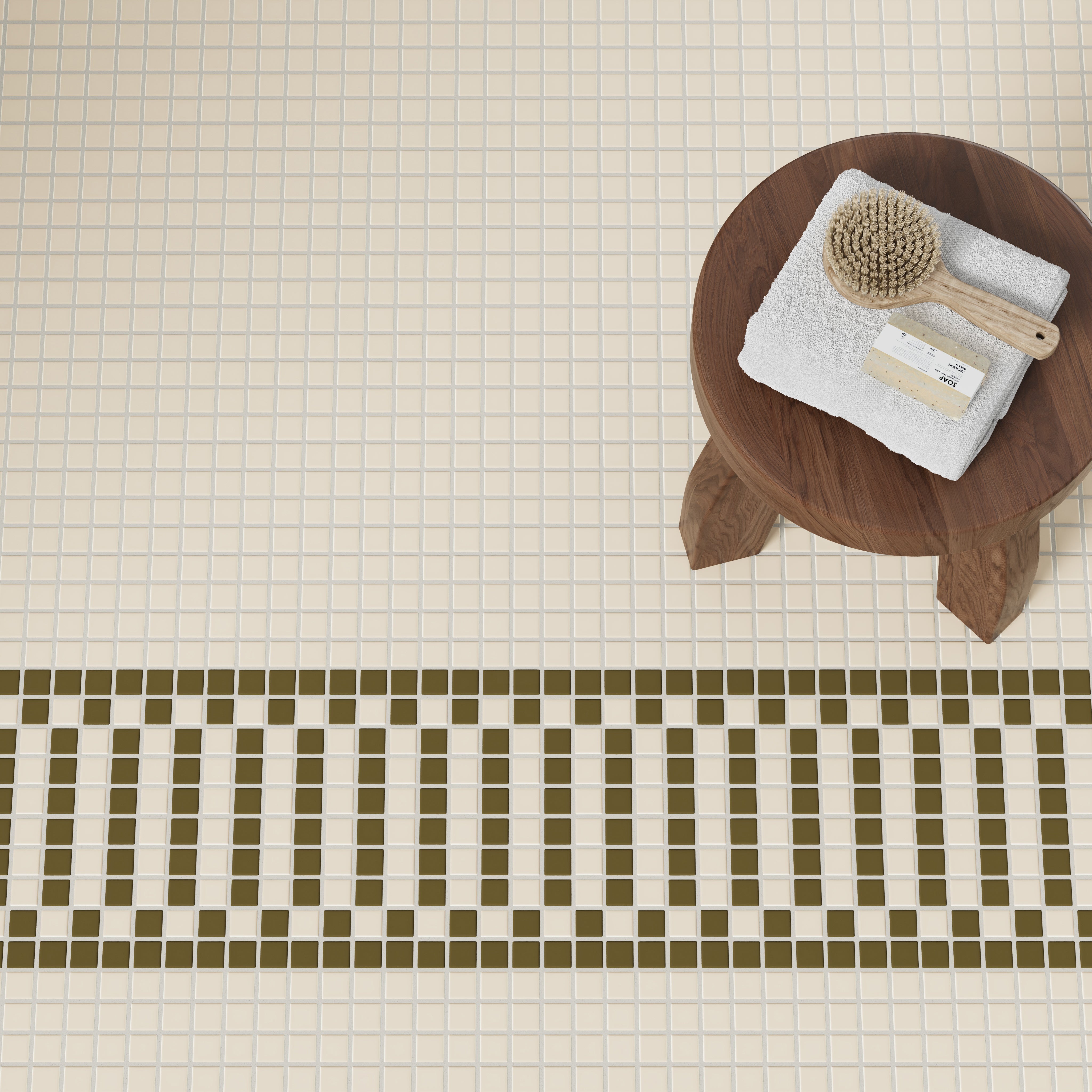 1x1 Ribbon Border Sheeted Original Ceramic Tile in Sable Matte