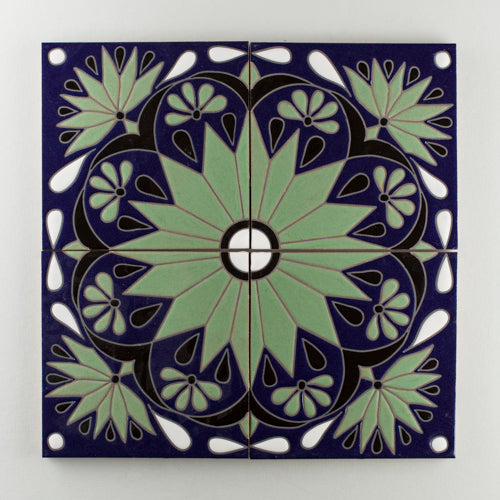 8x8 Handpainted Tile Ensenito in Cool Motif