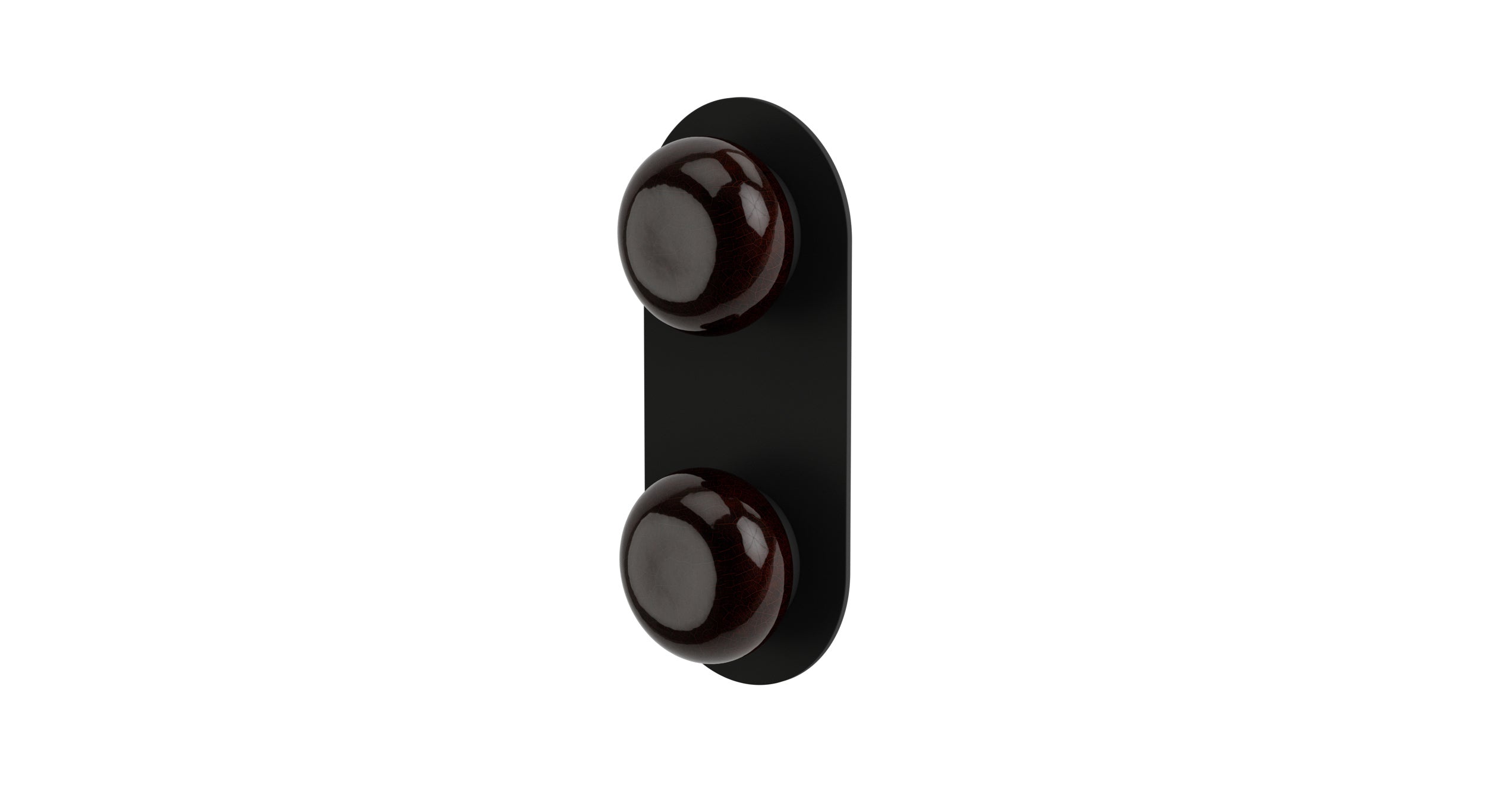 Foundry Two Handle Wall Mount Shower Trim with Pebble Ceramic Knob Handles in Matte Black