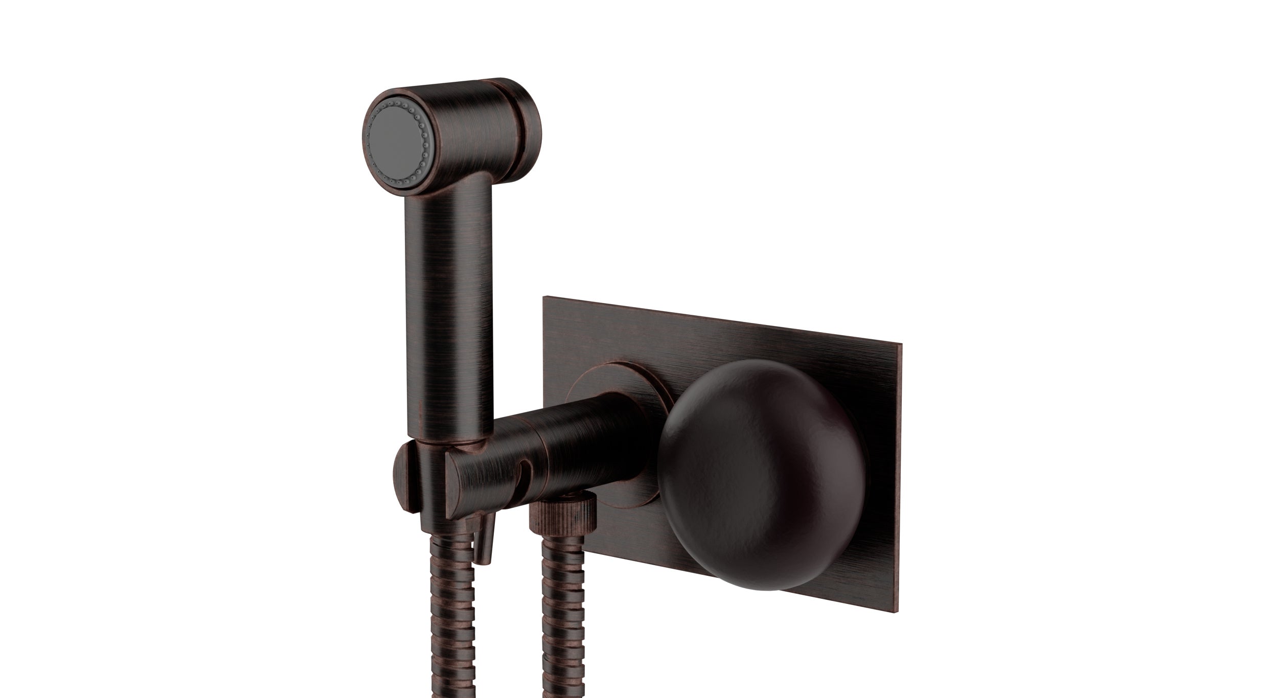 Foundry One Handle Wall Mount Bidet Trim with Pebble Ceramic Knob Handle in Antique Bronze