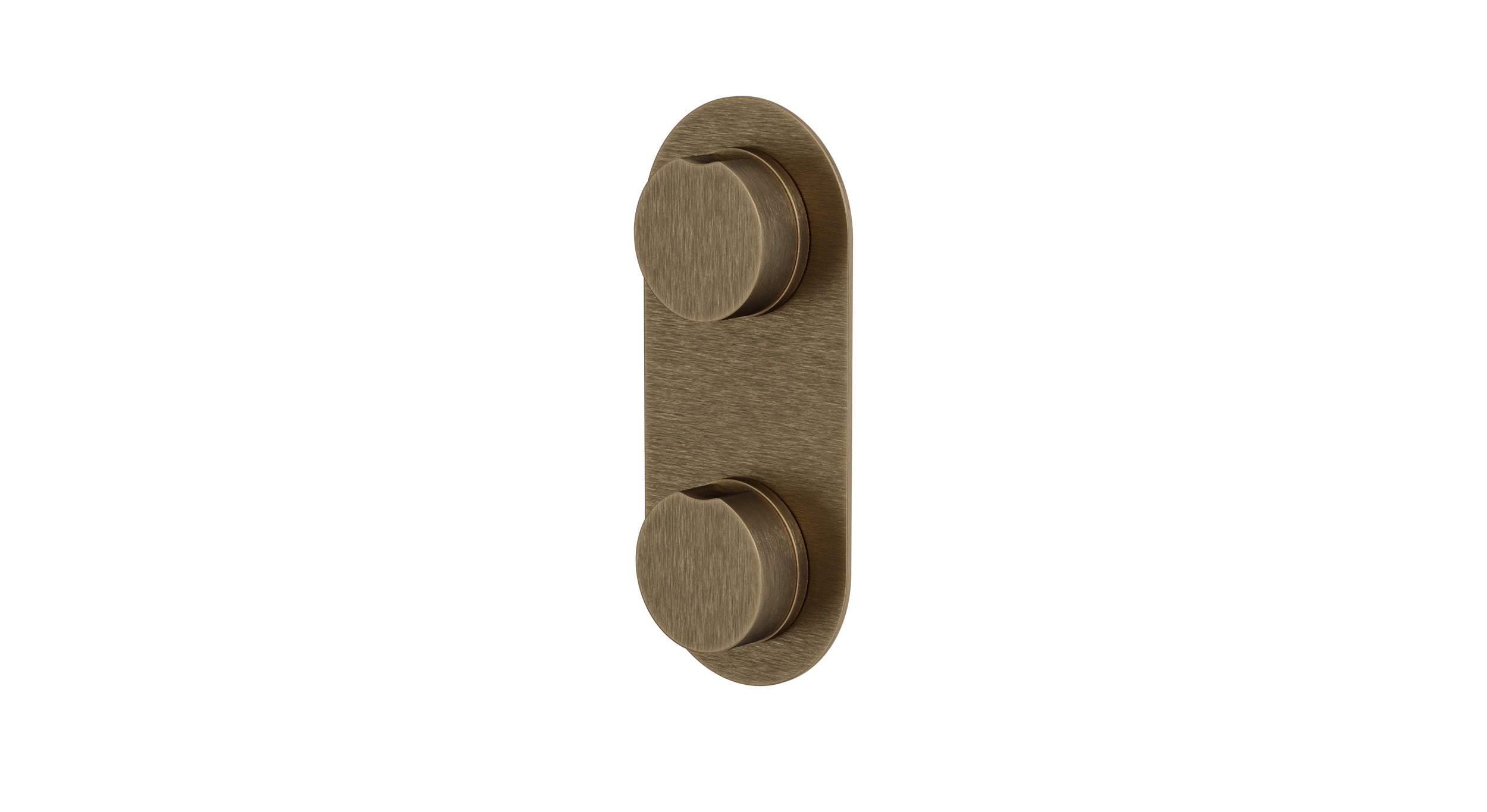 Foundry Two Handle Wall Mount Shower Trim with Barrel Knob Handles in Antique Brass