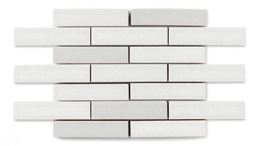 1x4 Half Offset Sheeted Original Ceramic Mosaic Tile in Frost Gloss