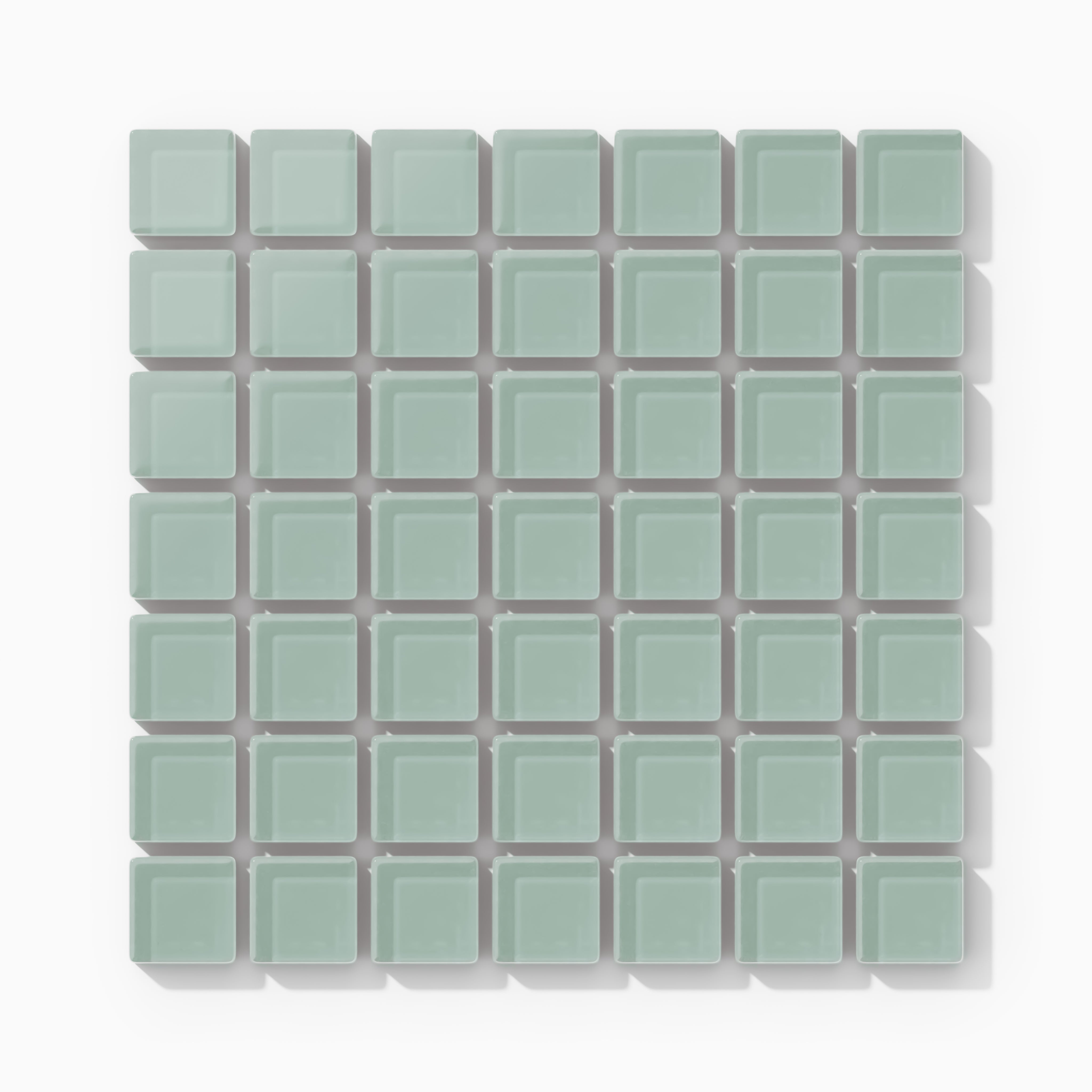 1x1 Straight Set Sheeted Glass Mosaic Tile in Kingfisher Matte