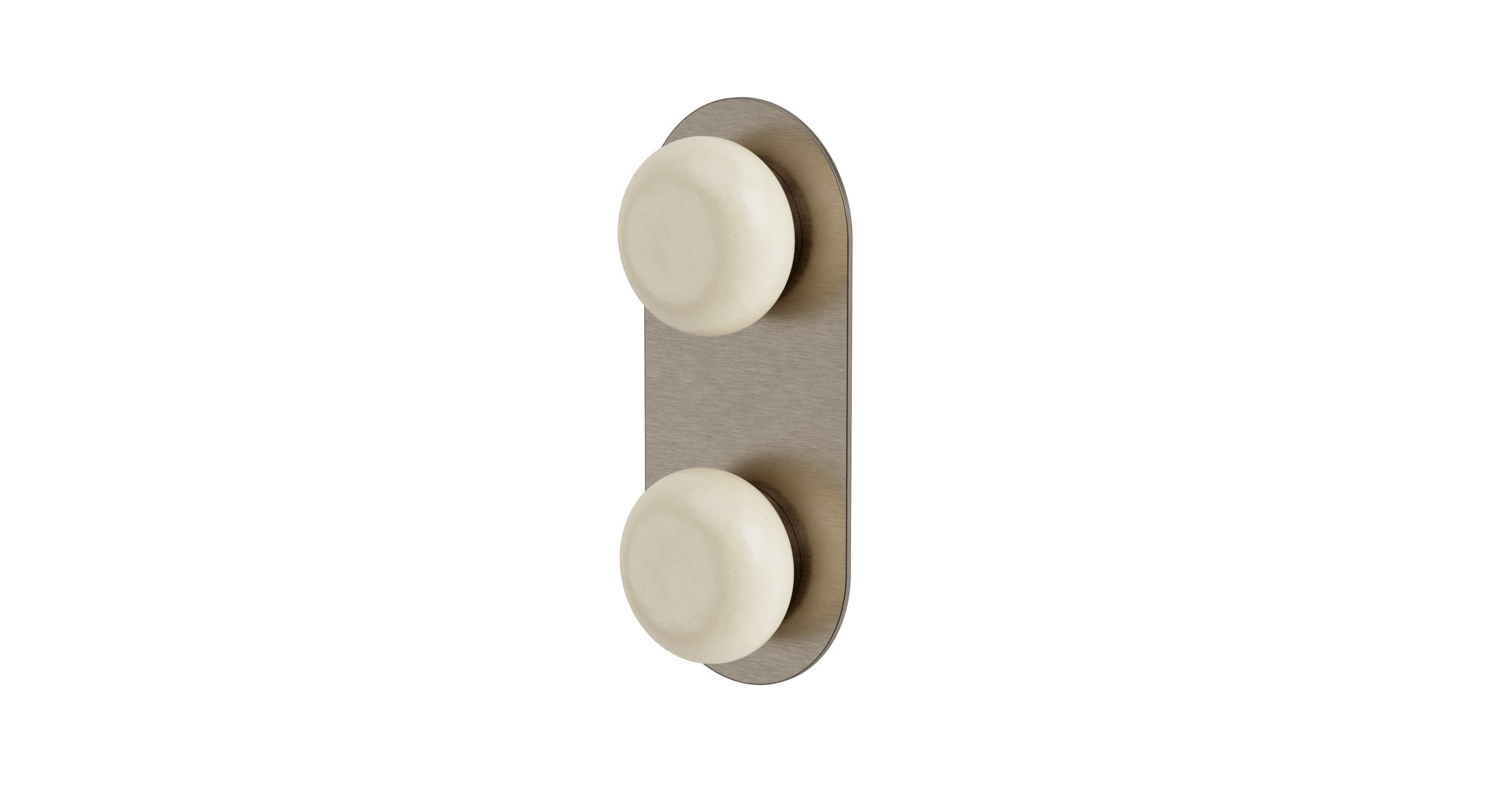 Foundry Two Handle Wall Mount Shower Trim with Pebble Ceramic Knob Handles in Antique Nickel