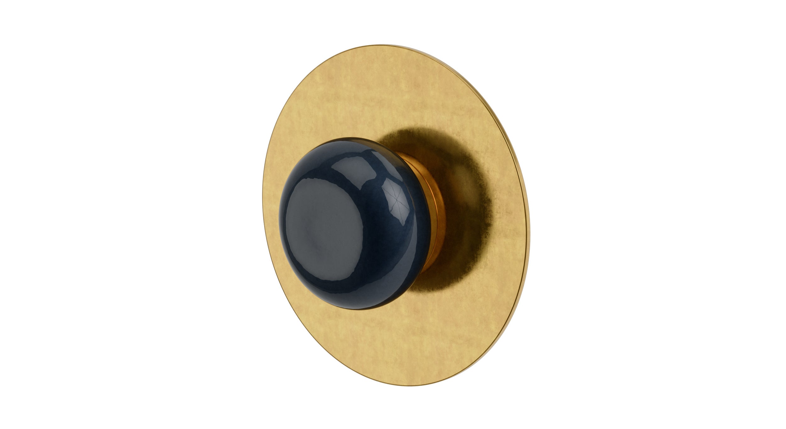 Foundry One Handle Wall Mount Shower Trim with Pebble Ceramic Knob Handle in French Brass