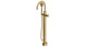 Emerson One Handle Floor Mount Gooseneck Bath Trim with Hand Shower and Defined Cross Handle in Satin Brass