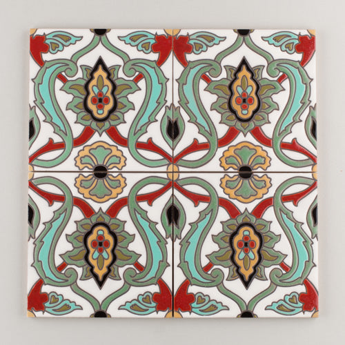 6x6 Handpainted Tile Almeria in Warm Motif