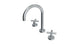 Contour Two Handle Deck Mount Gooseneck Lavatory Faucet with Soft Cross Handles in Satin Chrome