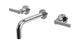 Flatiron Two Handle Wall Mount 7.5" Lavatory Faucet with Linear Lever Handles in Polished Chrome