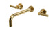 Flatiron Two Handle Wall Mount 10" Lavatory Faucet with Linear Lever Handles in Polished Brass