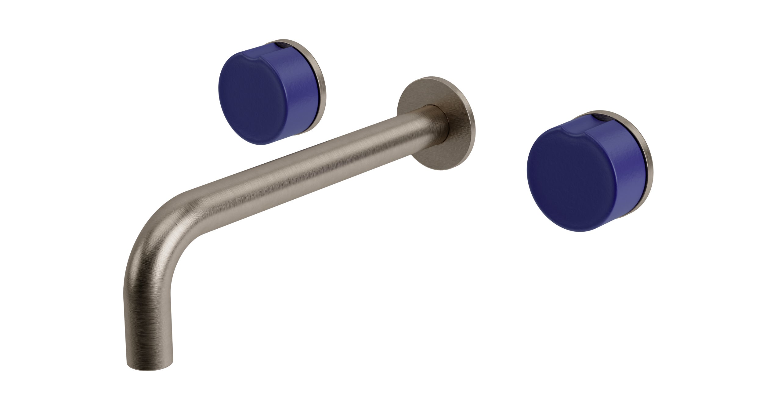 Foundry Two Handle Wall Mount 7.5" Lavatory Faucet with Groove Ceramic Knob Handles in Antique Nickel