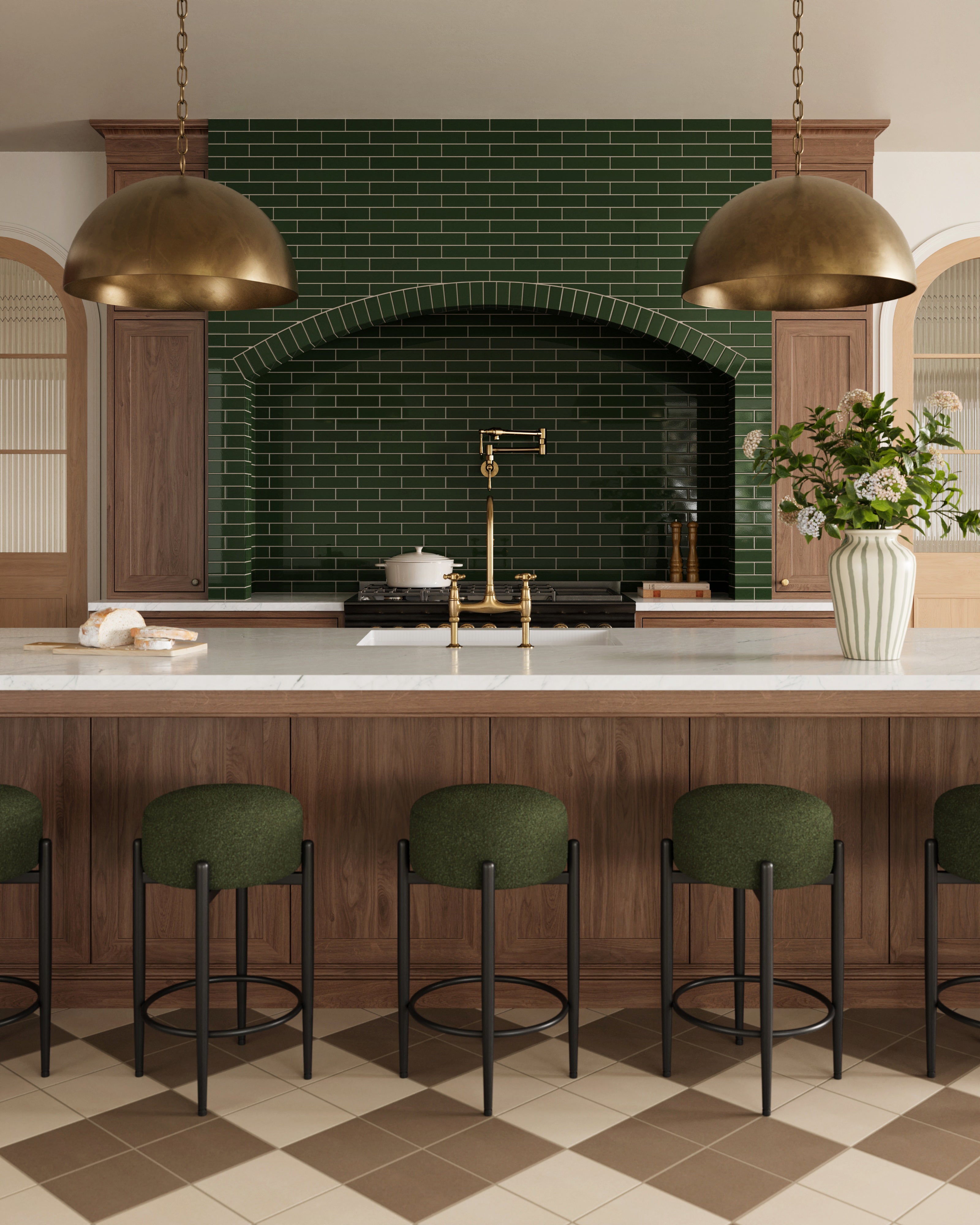 2x8 Original Ceramic Tile in Hunter Green Gloss