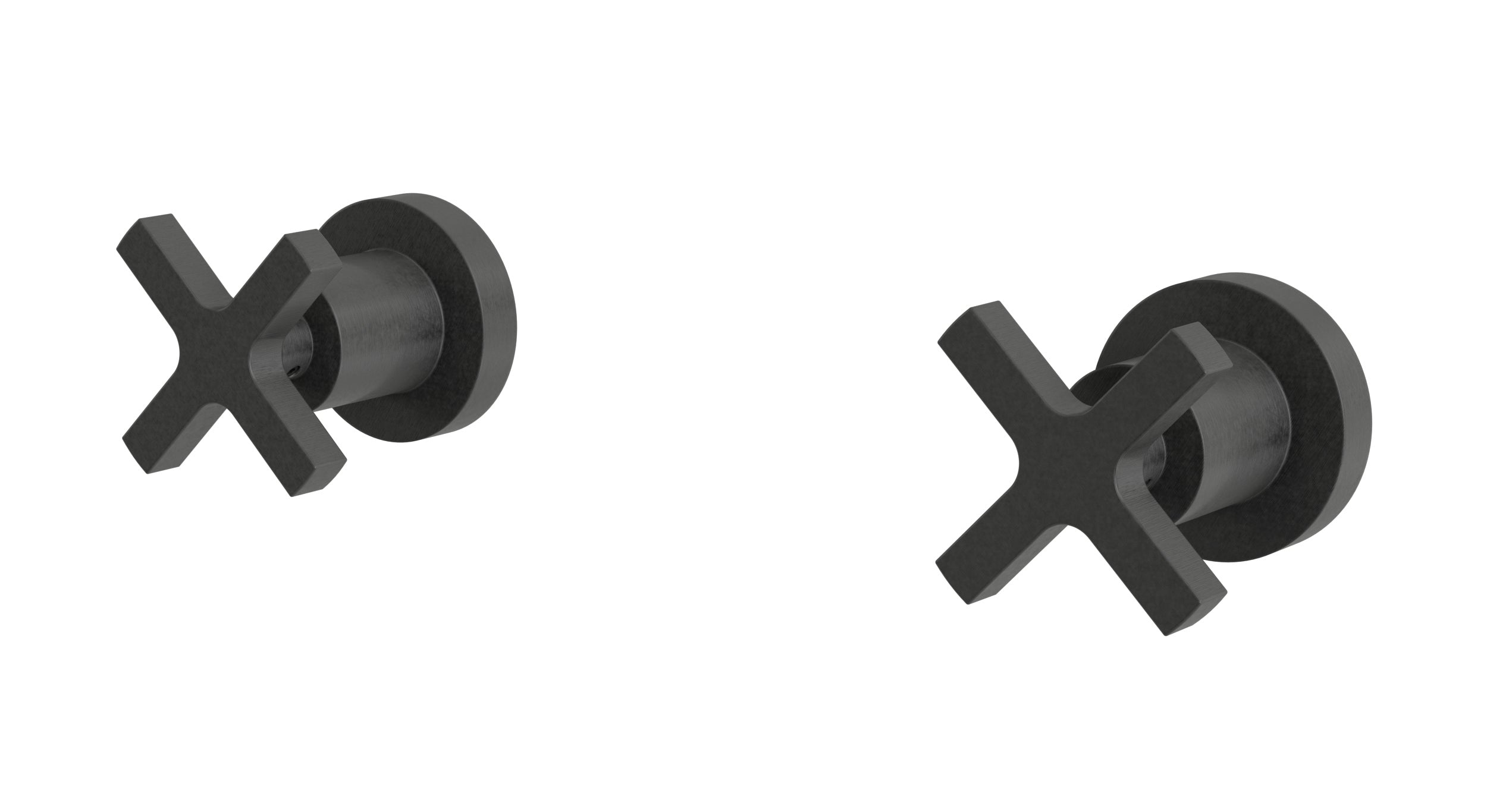 Flatiron Two Handle Wall Mount Bath Trim with Linear Cross Handles in Blackened Nickel